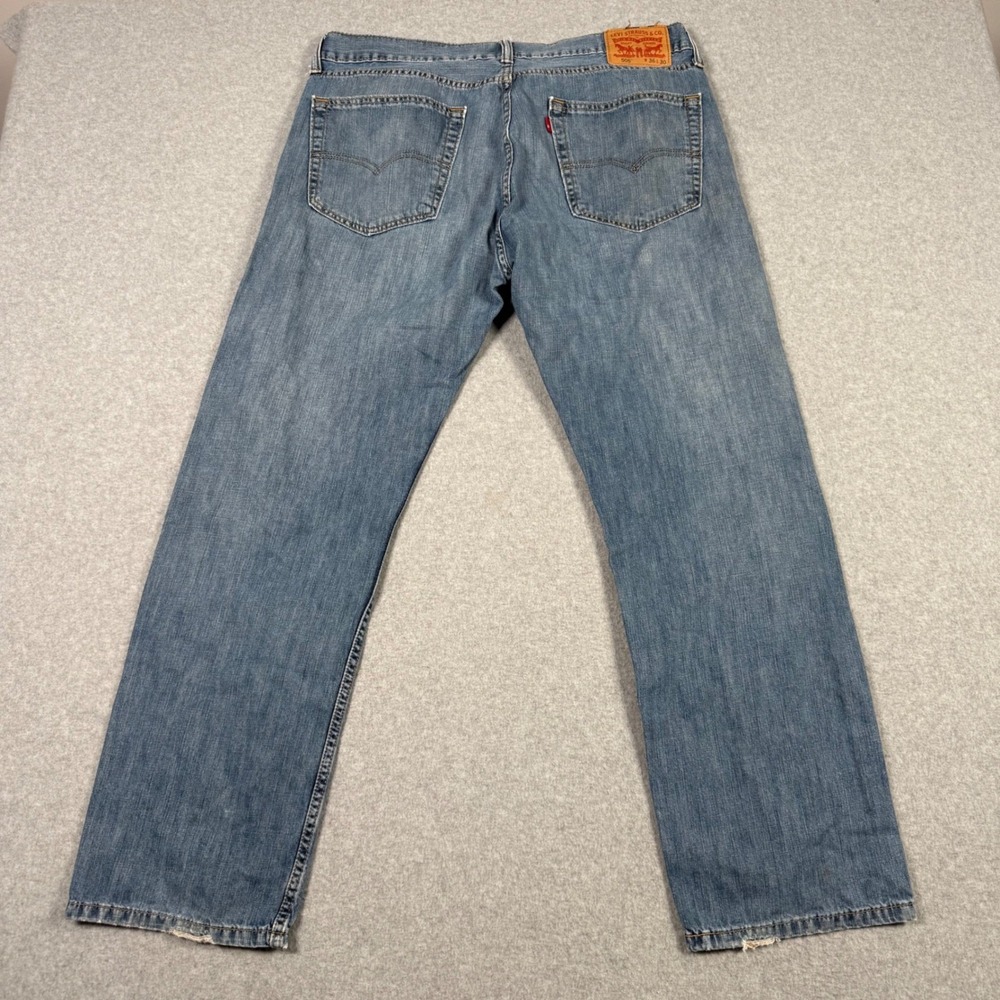Levis 505 Regular Fit Mens Jeans 36x30 Medium Wash Blue Denim Straight Leg